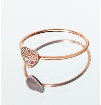 Gegraveerde sieraden Fingerprint Ring 'Heart' - Rose Gold Plated