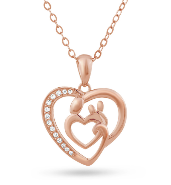KAYA sieraden Mother necklace Crystals 'Mother & Child' - Rose Gold Plated