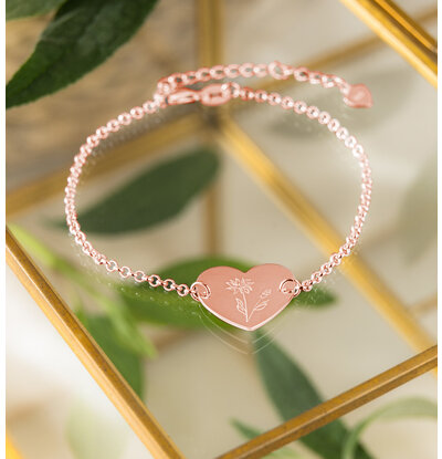 KAYA sieraden Geboortebloem armband 'Sweetheart'| Rosé