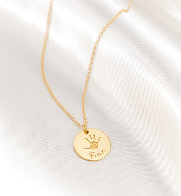 Gegraveerde sieraden Necklace with Handprint and Name