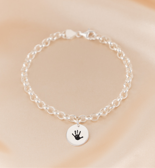 Gegraveerde sieraden Armband met Handafdruk - Zwart