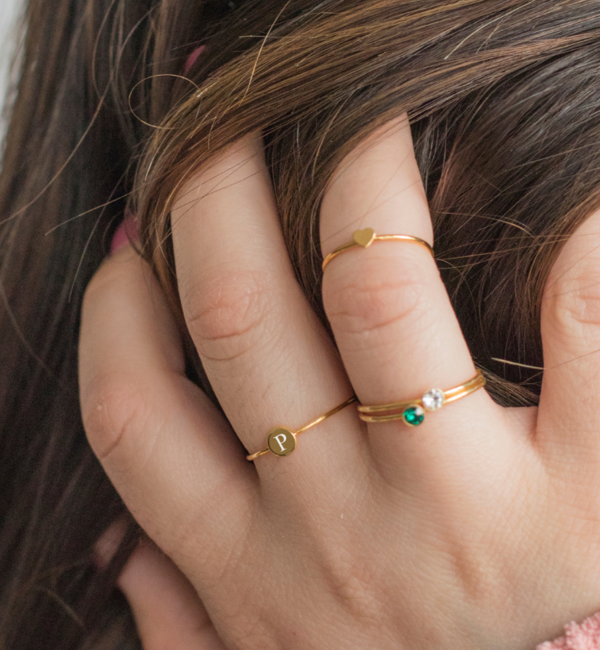 KAYA sieraden Ring 'Mini Disc' met Letter