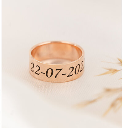 KAYA sieraden Ring met Gravure 7 mm - Rose Verguld