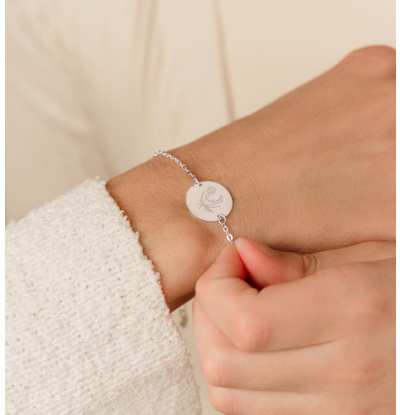 KAYA sieraden Geboortebloem armband 'Elegant Disc'