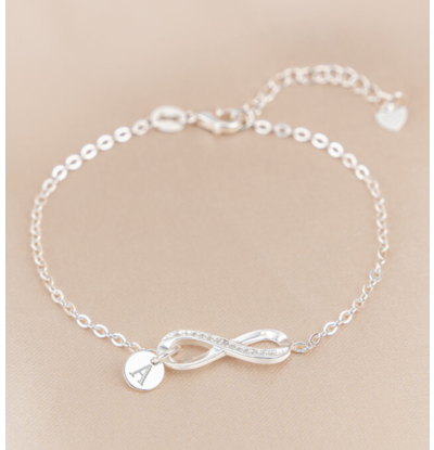 KAYA sieraden Bracelet 'Infinity Crystal' with Initials I Choose the quantity