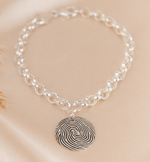 Gegraveerde sieraden Fingerprint Charm Bracelet