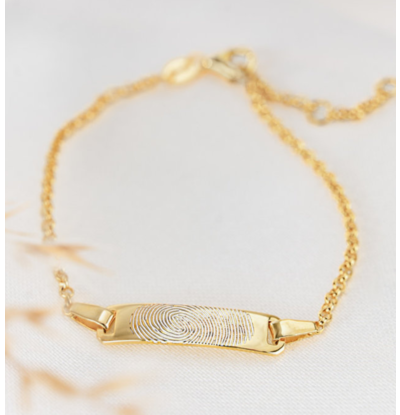 Gegraveerde sieraden Bar Bracelet with Fingerprint