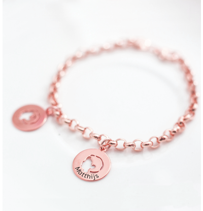 KAYA sieraden Charm bracelet 'Children's head' with name I Nova Pérola | Rose