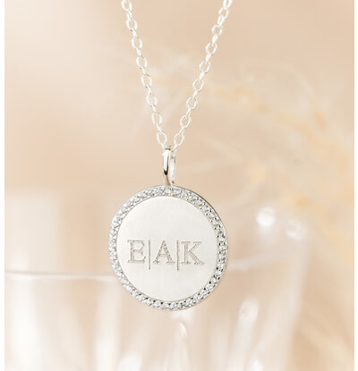 KAYA sieraden Pavé Necklace with Letters I Zirconia Crystals