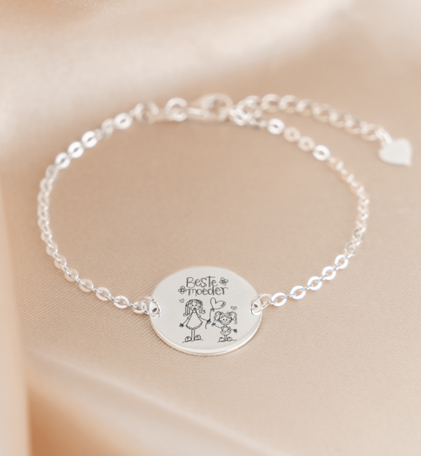 KAYA sieraden Silver necklace with engraving charm 'Tiffany style'