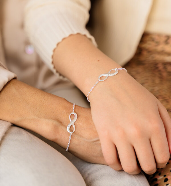 KAYA sieraden Silver armbandenset 'Infinity & Pearl'