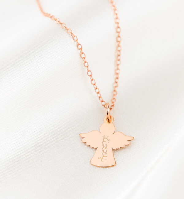 KAYA sieraden Communion Necklace 'Angel' with Engraving - Rose Gold Plated