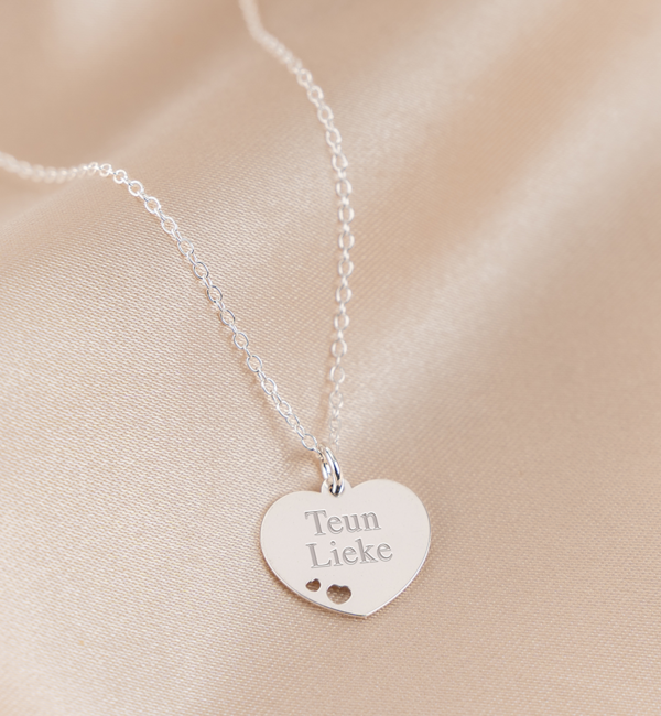 KAYA sieraden Silver necklace with engraving charm 'Tiffany style'