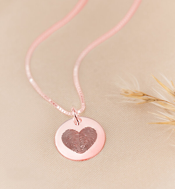 Gegraveerde sieraden Vingerafdruk Ketting 'Hart'