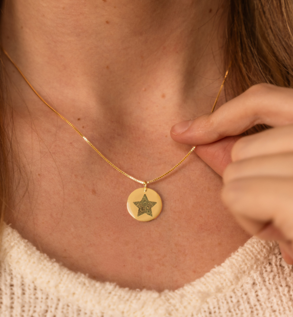 Gegraveerde sieraden Fingerprint Necklace 'Star'
