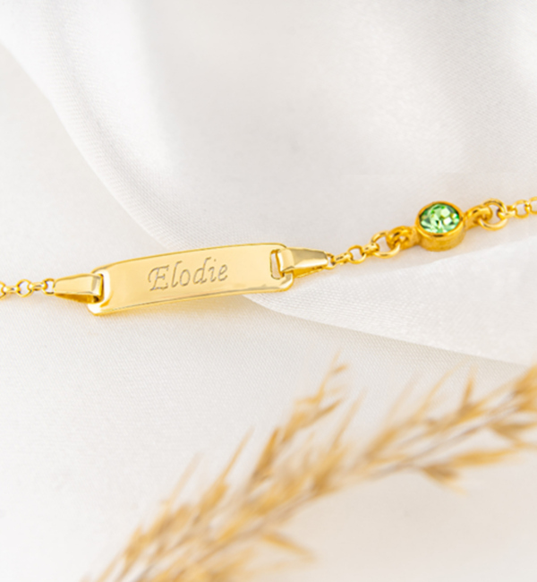 KAYA sieraden Personalized Baby Bracelet 'Classic Bar' with Birthstone