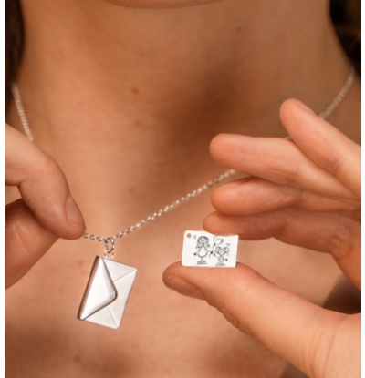 KAYA sieraden Ketting met Kindertekening 'Brief' | Stainless steel