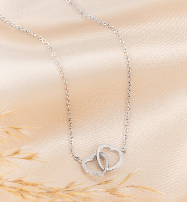 KAYA sieraden Necklace Connected Hearts | Stainless steel - Copy