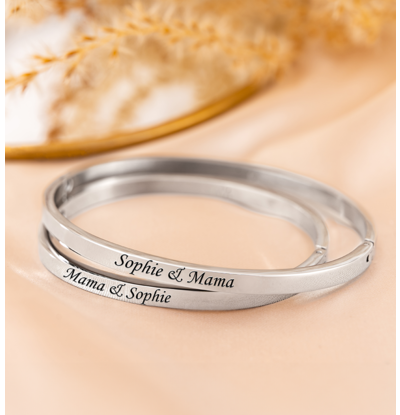 KAYA sieraden 2 Vriendschapsarmbandjes 'Bangle' | Met Gravure