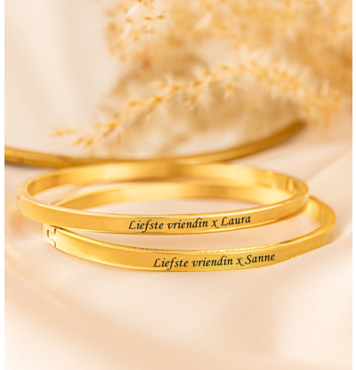 KAYA sieraden 2 Vriendschapsarmbandjes 'Bangle' | Met Gravure