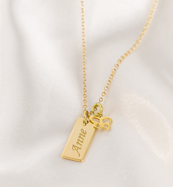 KAYA sieraden Necklace with Name 'Medium Flat Bar'