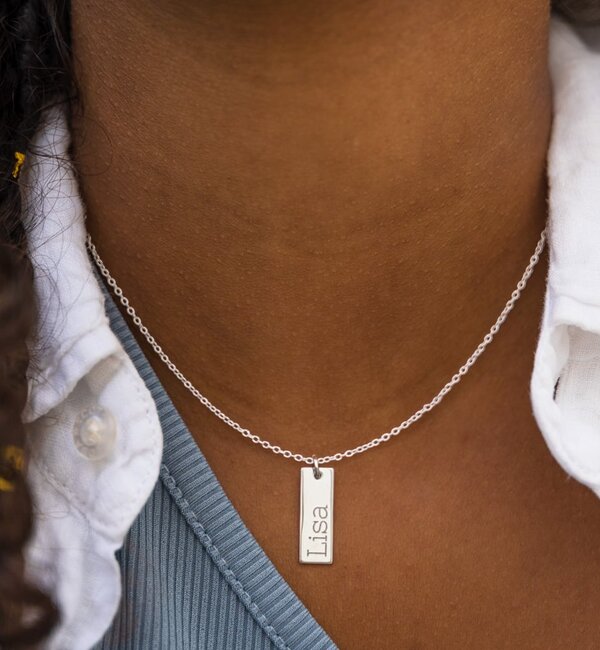 KAYA sieraden Necklace with Name 'Medium Flat Bar' - Copy