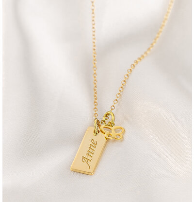 KAYA sieraden Ketting Medium Bar I Met extra bedel