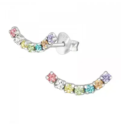 KAYA sieraden Silver children’s earrings ‘Rainbow Crystal’