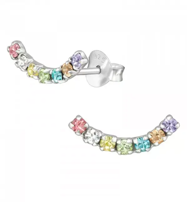 KAYA sieraden Silver children’s earrings ‘Rainbow Crystal’