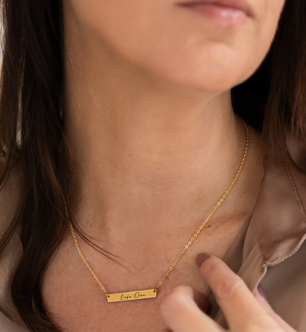 KAYA sieraden Necklace ‘Classic Bar’ with own handwriting or drawing
