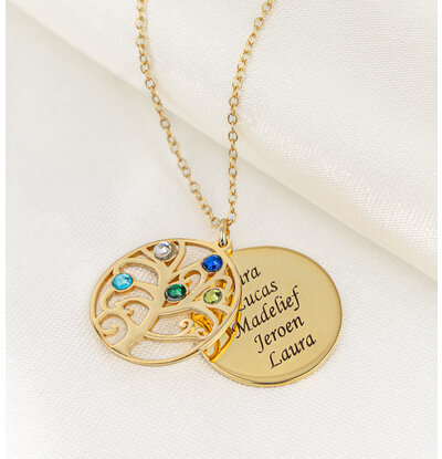 Goudkleurige ketting met levensboom hanger