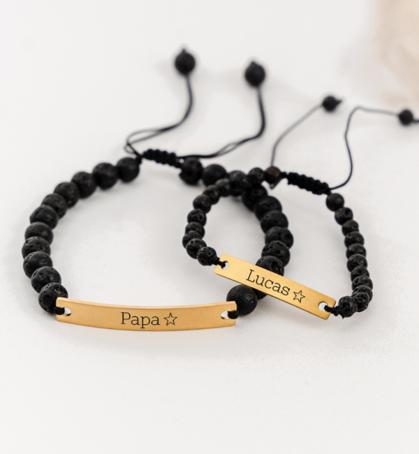 KAYA sieraden Vader Zoon Armbanden Set 'Lavastenen'