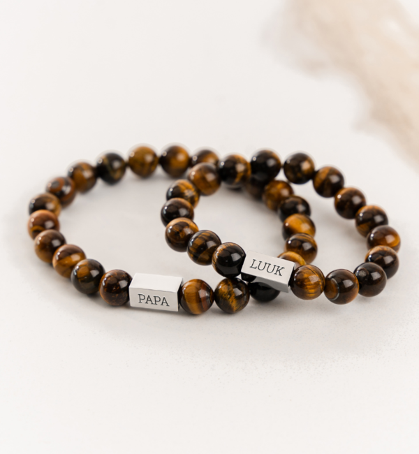 KAYA sieraden Armbanden Set Vader en Zoon I Tijgeroog