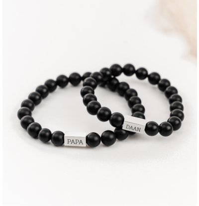 KAYA sieraden Papa & Zoon Armbanden Set I Zwarte Onyx