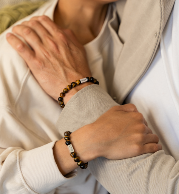 KAYA sieraden Armbanden Set Vader en Zoon I Tijgeroog