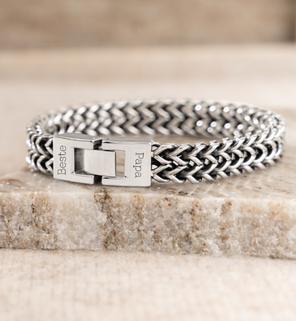 KAYA sieraden RVS Vaderdag Schakelarmband met Gravure