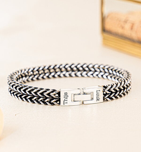 KAYA sieraden RVS Vaderdag Schakelarmband met Gravure
