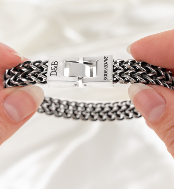 KAYA sieraden Men's Bracelet with Engraving 'Link' in Stainless Steel