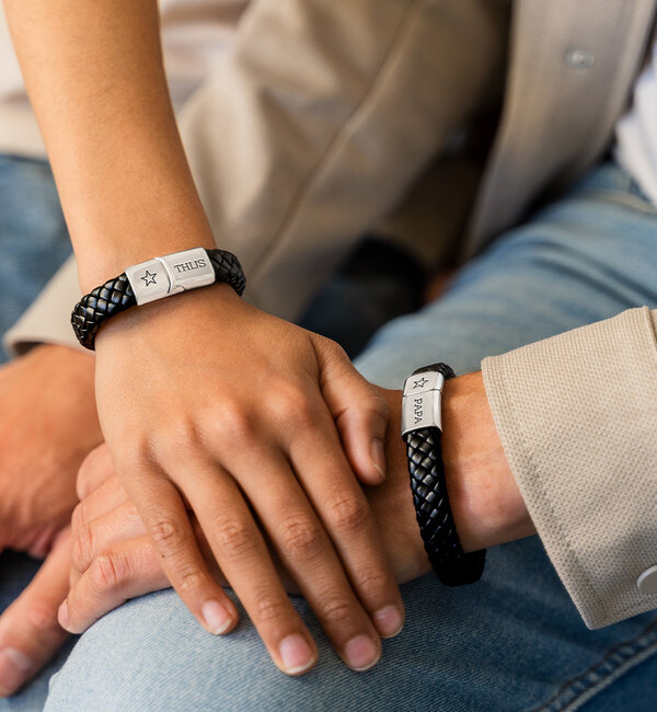 KAYA sieraden Set 3 Leren Armbanden met Gravure