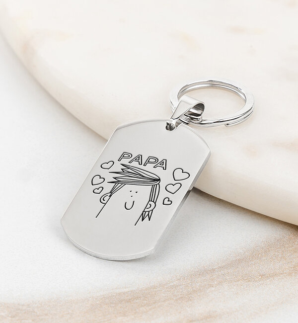 KAYA sieraden Stainless Steel Sleutelhanger 'Tekening'