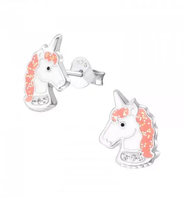 KAYA sieraden Children’s earrings ‘Unicorn’ with light pink mane