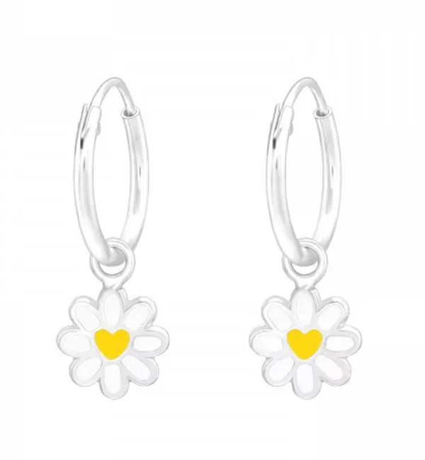 KAYA sieraden Silver children’s earrings ‘Daisies’ with Heart