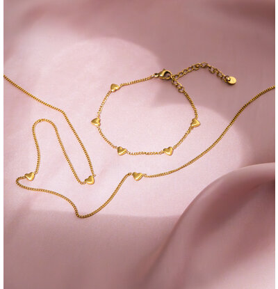 KAYA sieraden Sieraden set 'Kleine hartjes' | Stainless Steel