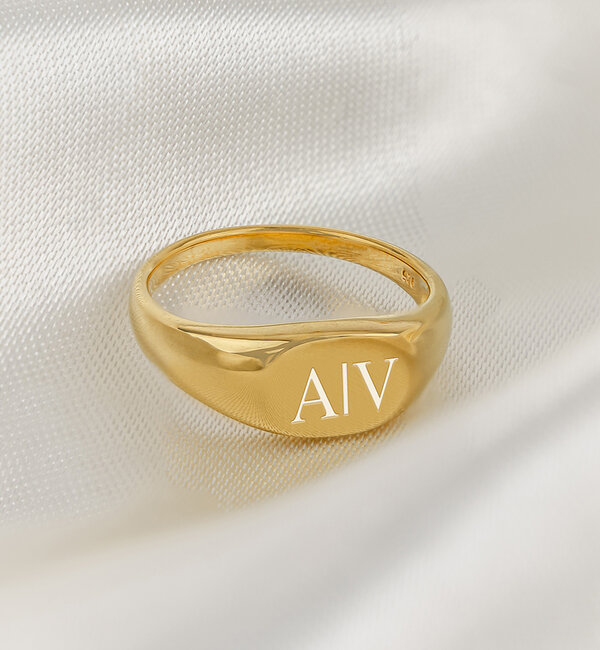 KAYA sieraden Personalized Signet Ring Men with Initials