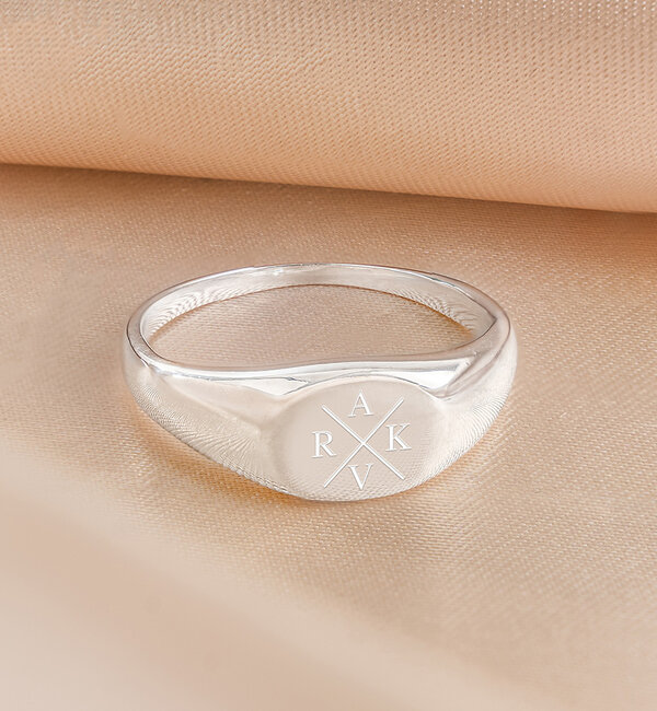 KAYA sieraden Personalized Signet Ring for Men with Initials | Silver