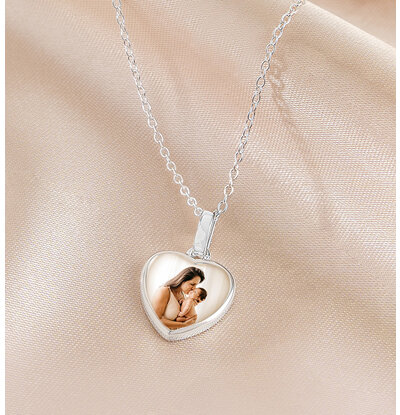 Gegraveerde sieraden Ketting met Foto 'Heart'
