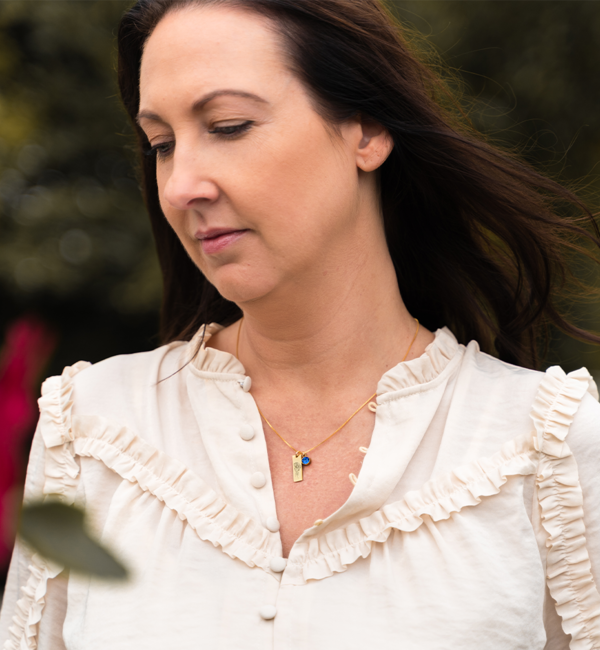 KAYA sieraden Ketting met Geboortebloem en Geboortesteen 'Bar'