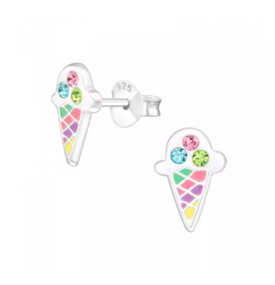 KAYA sieraden Children's earrings 'Rainbow Ice Cream' with Crystals