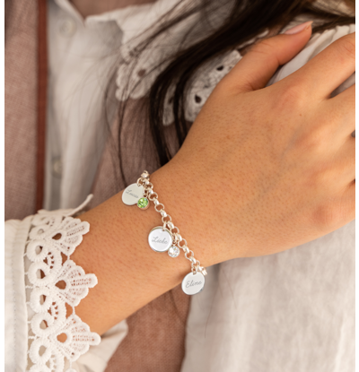 KAYA sieraden Bracelet 'Jasseron' with Birthstone I Create your own