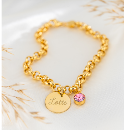 KAYA sieraden Charm Bracelet 'Choose Discs & Birth Stones'